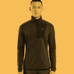 Arc'teryx Men's Rho LT Zip Neck - Black -Patagonia Outlet Sales ARcteryx AW22 MensRhoLT Black 03