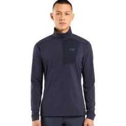 Arc'teryx Men's Rho LT Zip Neck - Black Sapphire -Patagonia Outlet Sales ARcteryx AW22 MensRhoLT BlackSapphire 03