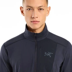 Arc'teryx Men's Rho LT Zip Neck - Black Sapphire -Patagonia Outlet Sales ARcteryx AW22 MensRhoLT BlackSapphire 05