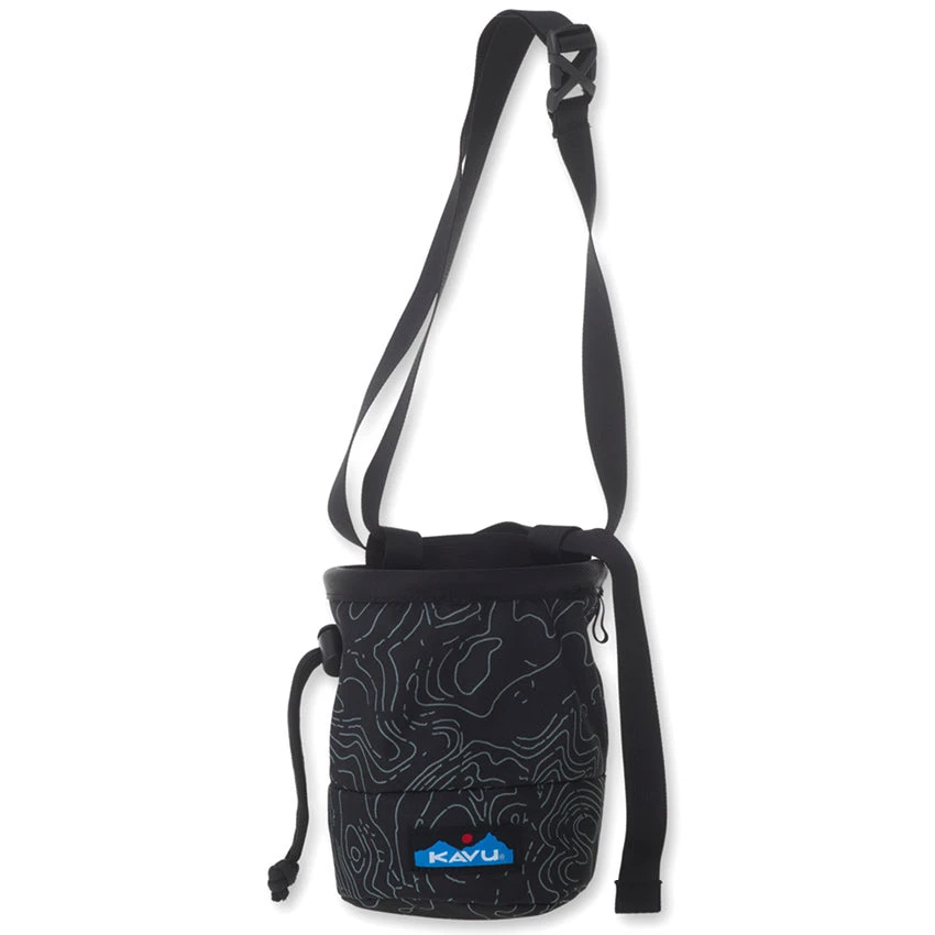KAVU Peak Seeker Chalk Bag - Black Topo 1 KAVU Peak Seeker Chalk Bag - Black Topo