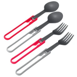 MSR Folding Spoon & Fork Kit - 4pc - Red / Gray