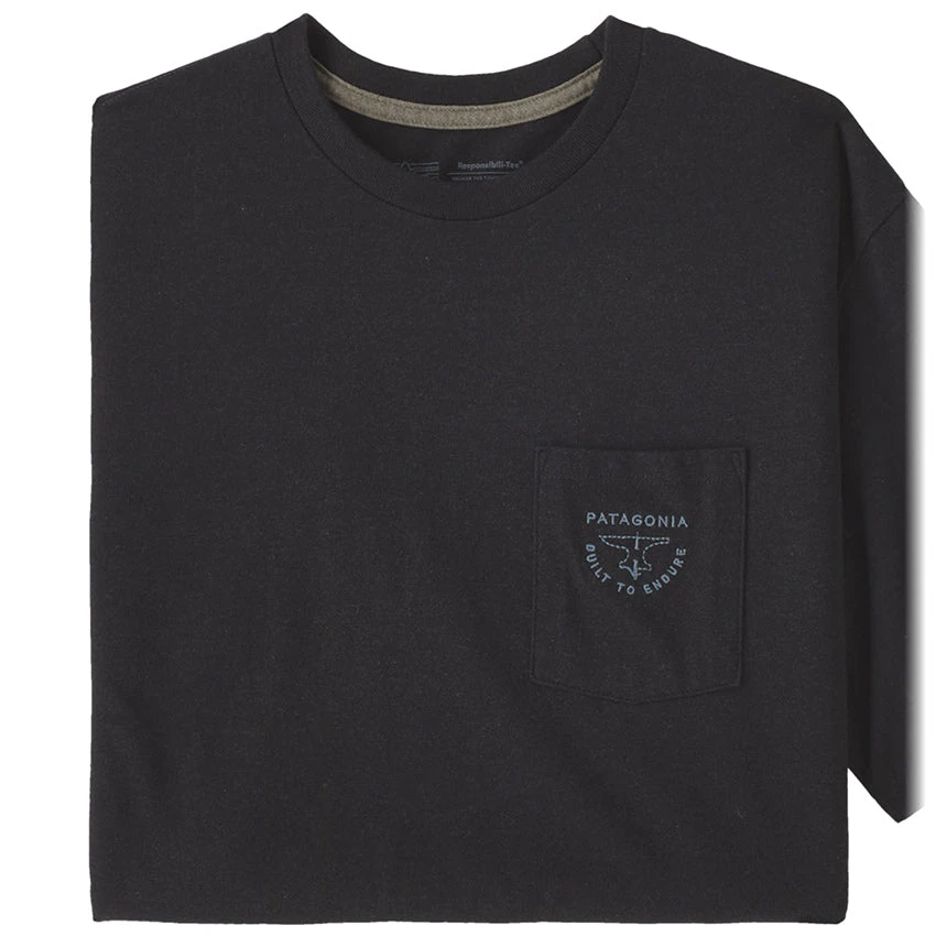 Patagonia Men's Forge Mark Crest Pocket Responsibili-Tee - Ink Black 1 Patagonia Men's Forge Mark Crest Pocket Responsibili-Tee - Ink Black