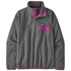 Patagonia Women's LW Synchilla Snap-T Fleece Pullover - Nickel W/Amaranth Pink