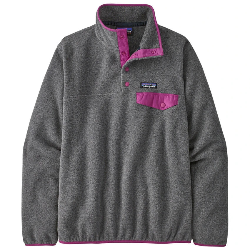 Patagonia Women's LW Synchilla Snap-T Fleece Pullover - Nickel W/Amaranth Pink 1 Patagonia Women's LW Synchilla Snap-T Fleece Pullover - Nickel W/Amaranth Pink