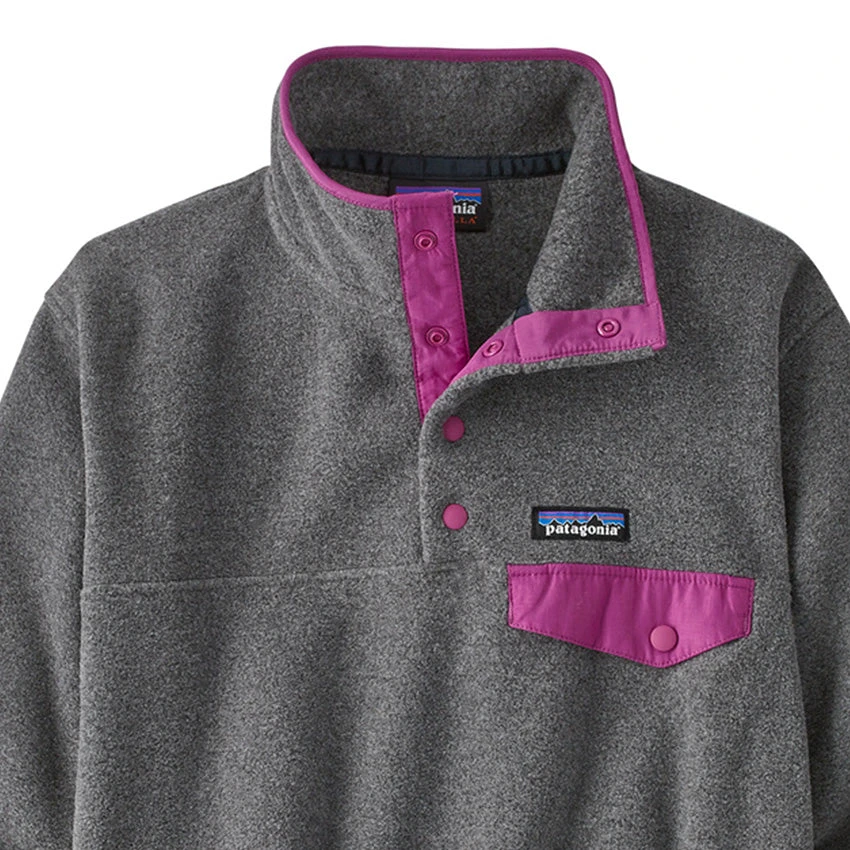 Patagonia Women's LW Synchilla Snap-T Fleece Pullover - Nickel W/Amaranth Pink 2 Patagonia Women's LW Synchilla Snap-T Fleece Pullover - Nickel W/Amaranth Pink - Image 2