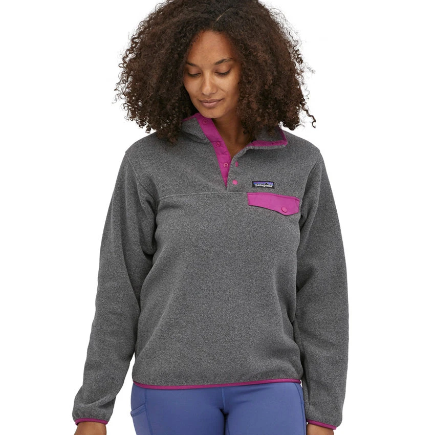Patagonia Women's LW Synchilla Snap-T Fleece Pullover - Nickel W/Amaranth Pink 3 Patagonia Women's LW Synchilla Snap-T Fleece Pullover - Nickel W/Amaranth Pink - Image 3
