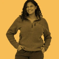 Patagonia Women's Retro Pile Marsupial Pullover - Natural -Patagonia Outlet Sales Patagonia AW22 WsMarsupialPullover Natural 05