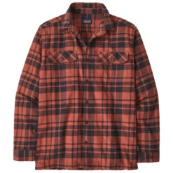 Patagonia Men's L/S Organic Cotton Fjord Flannel Shirt - Ice Caps: Burl Red