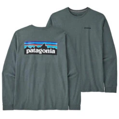 Patagonia Men's Long Sleeved P-6 Logo Responsibili-Tee - Nouveau Green
