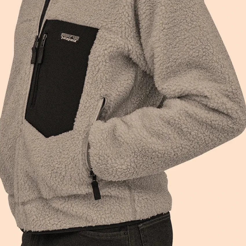 Patagonia Men's Classic Retro-X Jacket - Natural W/Obsidian Plum 5 Patagonia Men's Classic Retro-X Jacket - Natural W/Obsidian Plum - Image 5