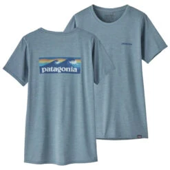 Patagonia Women's Capilene Cool Daily Graphic Shirt - Waters - Boardshort Logo: Light Plume Grey X-Dye