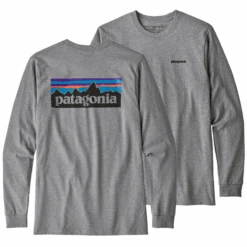 Patagonia Men's Long Sleeved P-6 Logo Responsibili-Tee - Gravel Heather