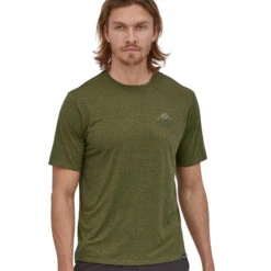 Patagonia Men's Capilene Cool Daily Graphic Shirt - MTB Crest: Palo Green X-Dye -Patagonia Outlet Sales Patagonia MensCapileneCoolDailyShirt MTBGreen 05