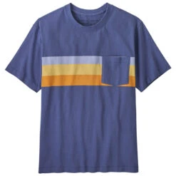 Patagonia Men's Cotton In Conversion MW Pocket Tee - The Point Stripe: Current Blue