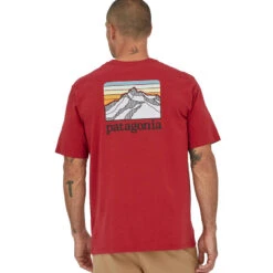 Patagonia Men's Line Logo Ridge Pocket Responsibili-Tee - Sumac Red -Patagonia Outlet Sales Patagonia MsLineLogoRidgeTee SumacRed 03