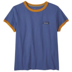 Patagonia Women's P-6 Label Organic Ringer Tee - Current Blue