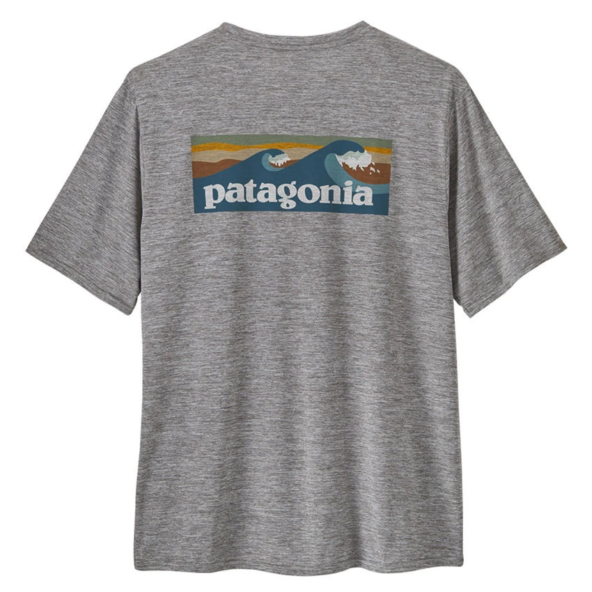 Patagonia Men's Capilene Cool Daily Graphic Shirt - Waters - Boardshort Logo Abalone Blue: Feather Grey 2 Patagonia Men's Capilene Cool Daily Graphic Shirt - Waters - Boardshort Logo Abalone Blue: Feather Grey - Image 2