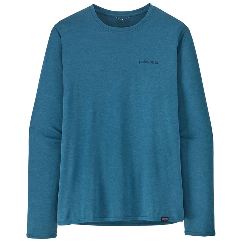 Patagonia Men's L/S Capilene Cool Daily Graphic Shirt - Waters - Boardshort Logo: Wavy Blue X-Dye 2 Patagonia Men's L/S Capilene Cool Daily Graphic Shirt - Waters - Boardshort Logo: Wavy Blue X-Dye - Image 2