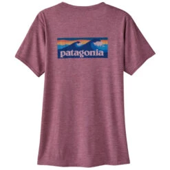 Patagonia Women's Capilene Cool Daily Graphic Shirt - Waters - Boardshort Logo: Evening Mauve X-Dye -Patagonia Outlet Sales Patagonia SS23 WsCapCoolShirtWaters EVMA 04