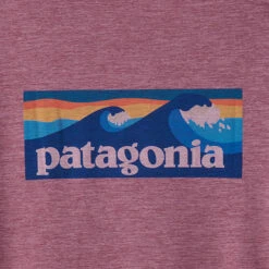 Patagonia Women's Capilene Cool Daily Graphic Shirt - Waters - Boardshort Logo: Evening Mauve X-Dye -Patagonia Outlet Sales Patagonia SS23 WsCapCoolShirtWaters EVMA 05