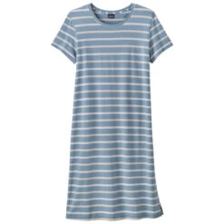 Patagonia Women's Regenerative Organic Certified Cotton T-Shirt Dress - Sunset Stripe: Light Plume Grey