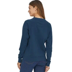 Patagonia Women's Alpine Icon Regenerative Organic Pilot Cotton Crew Sweatshirt - Tidepool Blue -Patagonia Outlet Sales Patagonia WomensAlpineIconSweatshirt TidepoolBlue 04
