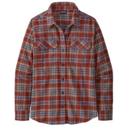 Patagonia Women's LS Organic Cotton Fjord Flannel Shirt - Ice Fjord: Fox Red