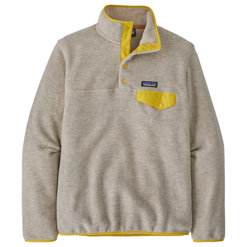 Patagonia Women's LW Synchilla Snap-T Fleece Pullover - Oatmeal Heather W/Shine Yellow 1 Patagonia Women's LW Synchilla Snap-T Fleece Pullover - Oatmeal Heather W/Shine Yellow