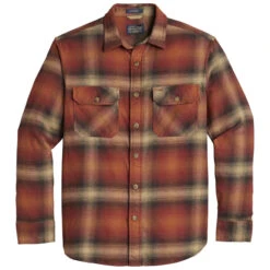 Pendleton Burnside Flannel Shirt - Red/Brown/Tan Plaid