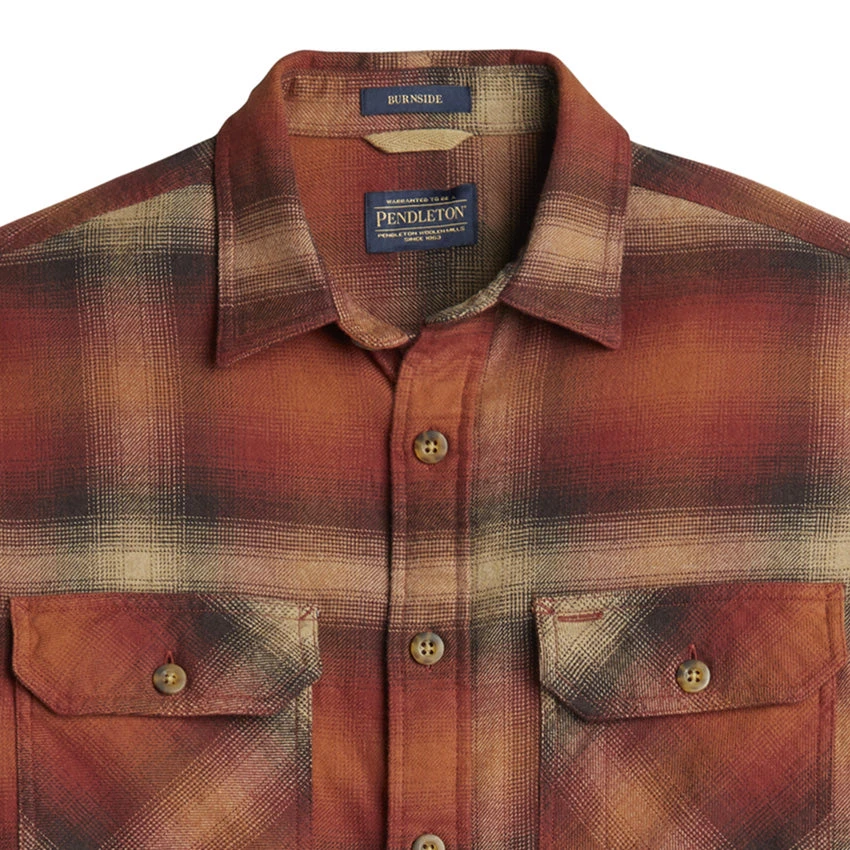 Pendleton Burnside Flannel Shirt - Red/Brown/Tan Plaid 2 Pendleton Burnside Flannel Shirt - Red/Brown/Tan Plaid - Image 2