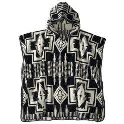 Pendleton Jacquard Hooded Towel Poncho - Harding Black