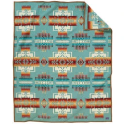 Pendleton Chief Joseph Jacquard Blanket Robe - Aqua