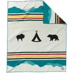 Pendleton Napped Whipstitch Jacquard Blanket Robe - Glacier Crown Of The Continent