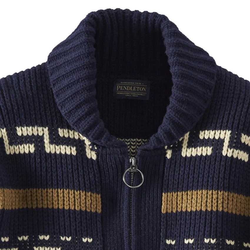 Pendleton Original Westerley Cardigan - Navy/Brown 2 Pendleton Original Westerley Cardigan - Navy/Brown - Image 2