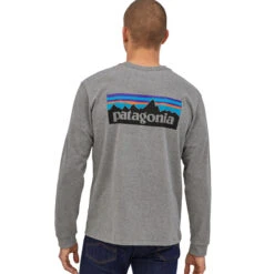 Patagonia Men's Long Sleeved P-6 Logo Responsibili-Tee - Gravel Heather -Patagonia Outlet Sales SS23 Patagonia LSP6ResponsibiliTee GLH 02